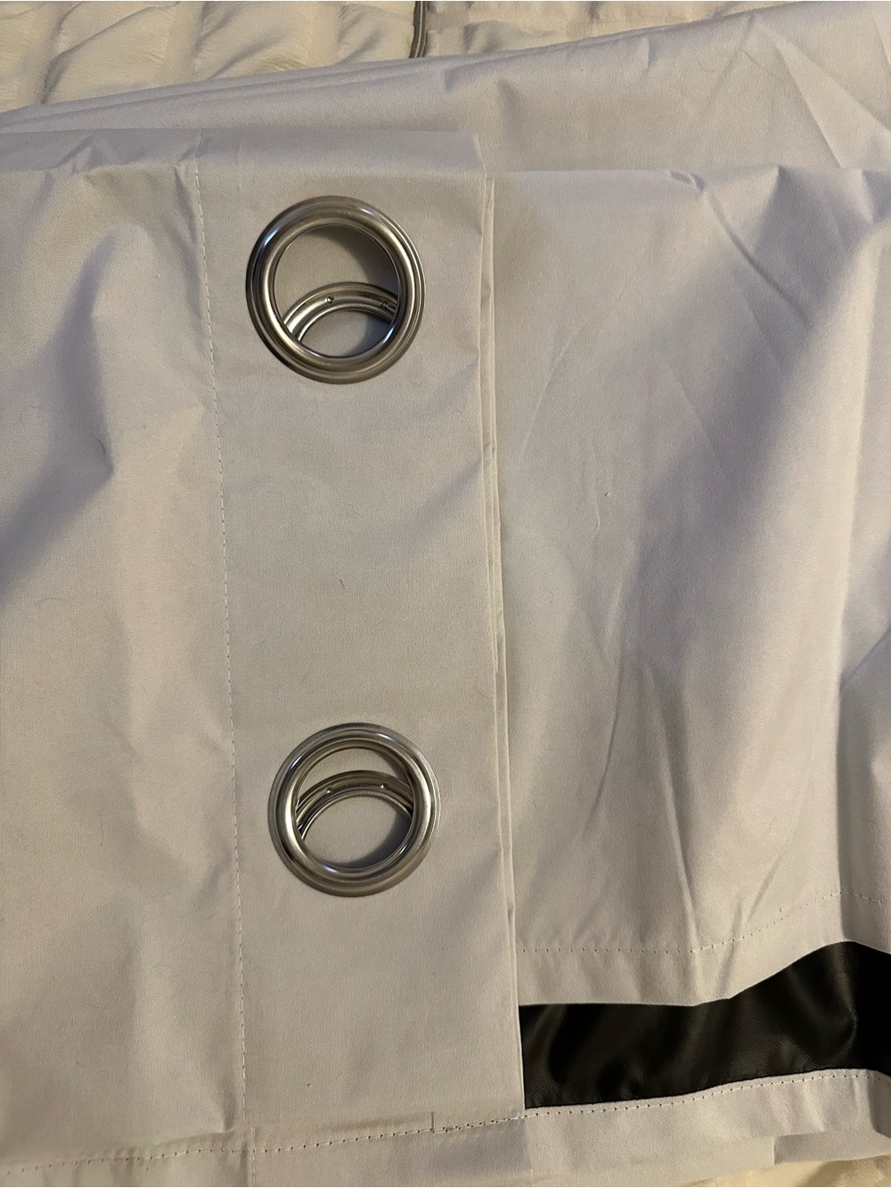 White Grommet Shower Curtain Panel with Silver Eyelets